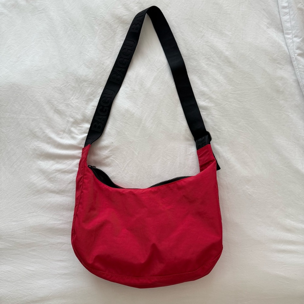 Baggu Cherry Red Shoulder Bag with Black Strap